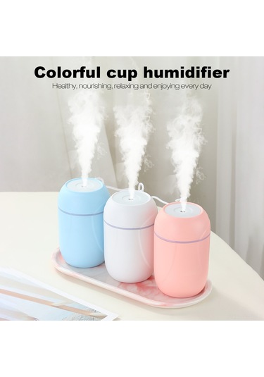 Hangfox Usb Şarjlı Mavi Renkli Kupa Nemlendirici: Nano Atomizasyon, Renkli Işık, Sessiz Çalışma, Ev Ve Araç İçin Nem Arttırıcı-parfümleyici