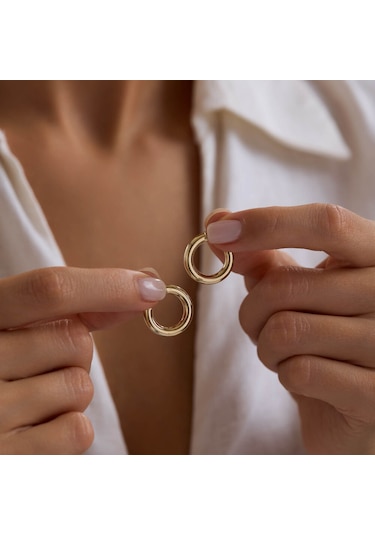 14k Altın Halka Küpe 3 Mm 1.5 Cm T14306 Renkli