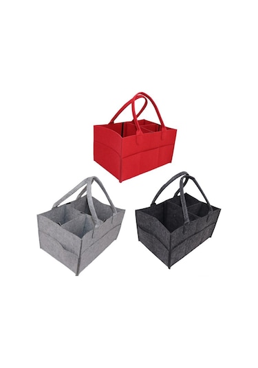 Dianziye Bebe Bezi Felt Depolama Çantası - Ev Ve Seyahat İçin Organize, Hafif Ve Dayanıklı, Gri, 34x24x18 Cm Gri