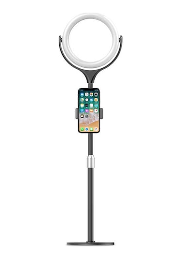 Zore F-537 Işıklı Tripod Telefon Tutucu Ring Light Siyah
