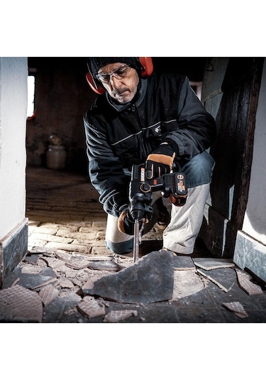 Worx WX381 20V 4.0Ah 2J Li-ion Tek Akülü Şarjlı Sds-Plus Pnömatik Kırıcı/Delici + 3 Parça Delme Ucu