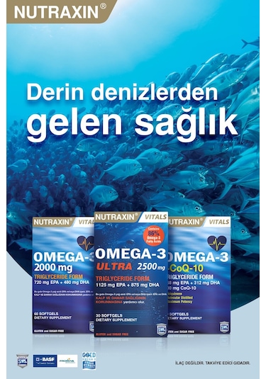 Nutraxin Omega 3 2000 Mg 60 Softjel - Balık Yağı, EPA 720, DHA 480 Mg
