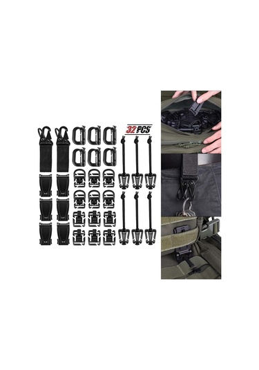 Suntek Dişli Klip Için Molle Sırt Çantası Molle Aksesuar Siyah