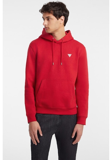 Guess Erkek Gj Hood Slım Mını Kapüşonlu Sweatshirt - Kırmızı Kırmızı