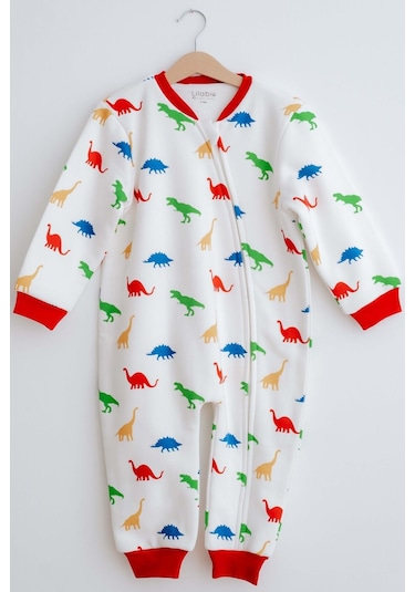 Lilabio Kız Erkek Çocuk %100 Pamuk 1.5 Tog Desenli Uyku Tulumu Dinozor Çok Renkli