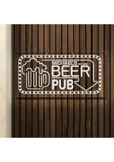 Bk Gift Kişiye Özel İsimli Akrilik Bar Tabelası 38x19cm -20, Home Bar Tabela, Duvar Dekoru Kobitmeyen138107 Bk Gift