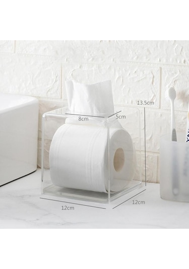 12cm X 12cm X 13.5cm-nordic Şeffaf Akrilik Doku Kutusu Kağıt Peçete Konteyner Organizerev Oturma Odası Banyo Yüz Havlusu Saklama Kutusu Doku Kutusu