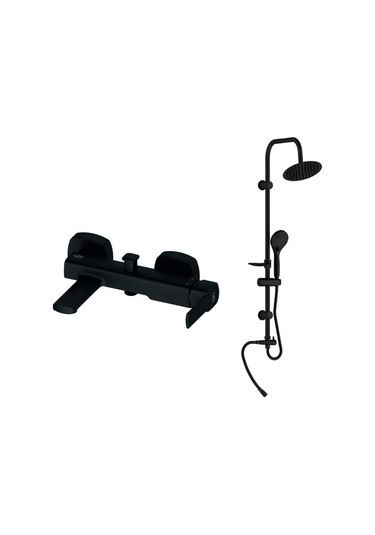 Gpd Banyo Bataryası Pedra Siyah Mbb160-S Ve Sürgülü Duş Seti Siyah