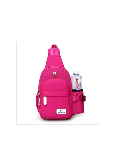Xinh Kadın Erkek Moda Tuval Çanta Spor Bel Çantası / Göğüs Çantası Usb Şarj Crossbody Omuz Çantası Pembe Pembe