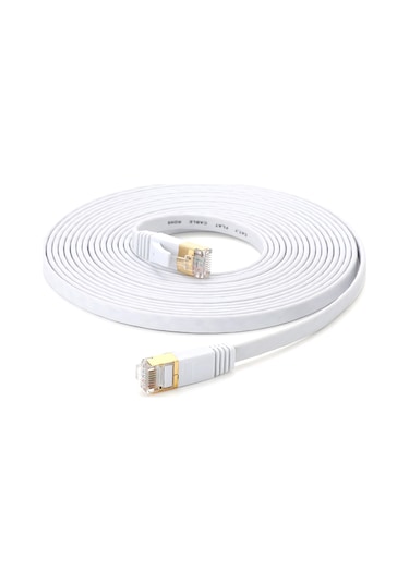Springsun Cat7 Ağ Kablosu 32awg Saf Oksijensiz Bakır 10gbps 600mhz 8 Çekirdekli 5m Beyaz