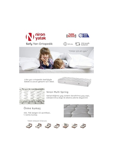 Bebek Yatağı Lüks Yarı Ortopedik 70 x 130 Cm Niron Sofy