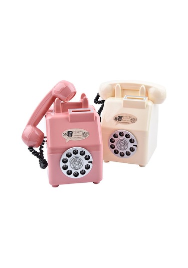 Yaozixa Küçük Boy Kırmızı Telefon Şeklinde Plastik Kumbara - Para Tasarrufu Ve Dekoratif Heykel -招财狗 Desenli Hediye Öğesi