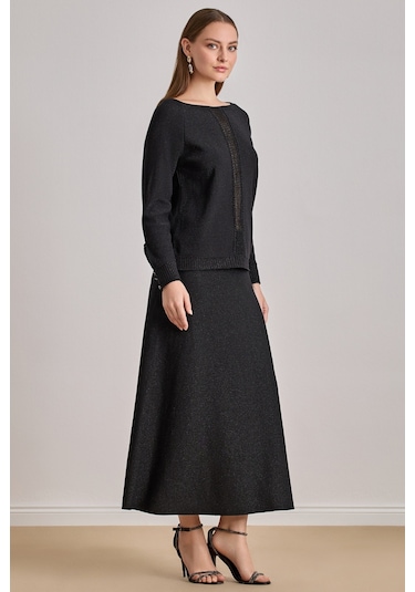 Bilekte Boy Siyah Triko Etek Siyah