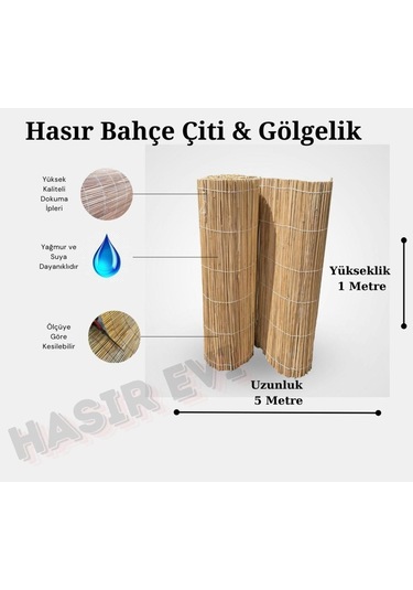 1 Metre X 5 Metre Kamış Hasır Çit Balkon Çiti Bahçe Çiti Gölgelik