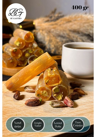 Limonlu Fıstıklı Çifte Kavrulmuş Fitil Lokum - Türk Lokumu - 400 Gr