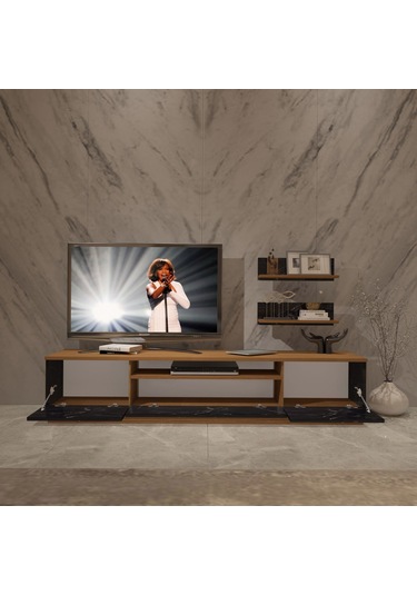 Decoraktiv Trendstyle 4 Mdf Tv Ünitesi Tv Sehpası Ceviz - Siyah Mermer