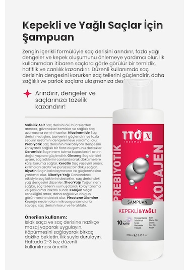 Tto-x Prebiyotik & Kolajen Kepekli Ve Yağlı Saçlar Şampuan 250 ML
