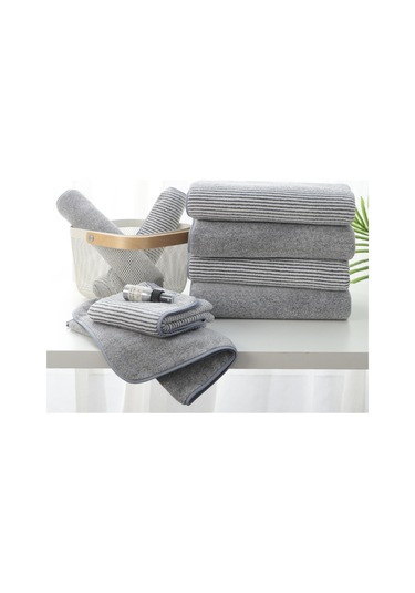 Gajeena Bambu Kömürlü Koral Yünlü 3'lü Havlu Seti - Yıkama, Plaj Ve Saç Kurutma Havlusu, Yüksek Su Absorpsiyonu, Çizgili Desen
