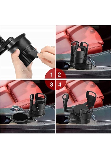 Hombey Mat Siyah Araba Bardak Tutucu: Genişletilebilir 2'li Adaptör, Su/içecek/lezzet Saklama, 7.4-15cm Genişleme Aralığı