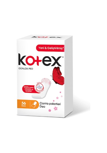 Kotex İnce Günlük Ped Parfümlü Çanta Paketleri 56'lı