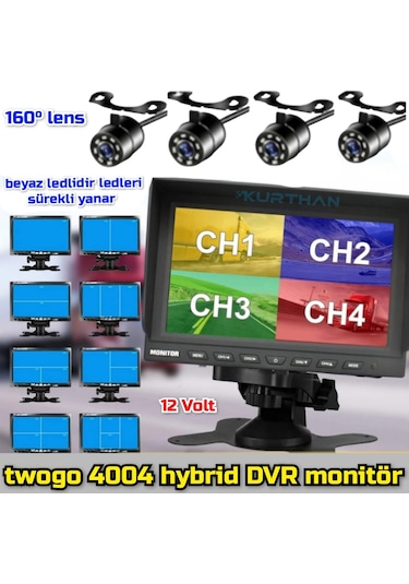Tarımsal Araçlara 7'' Dvr Ekran Ve 4 Ad Beyaz Ledli Kamera Seti
