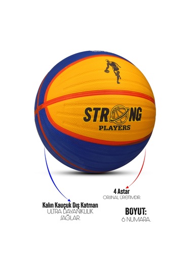 Telvesse Sarı Lacivert Basketbol Topu Grafiti Kauçuk Dayanıklı Deep Kanal Kabartmalı No:6 B66