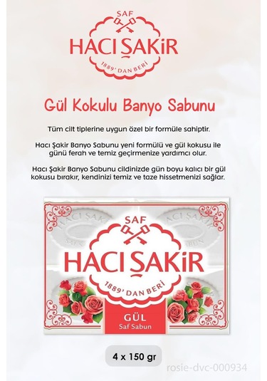 Colgate Misvak Özlü Diş Macunu 75 ML + Hacı Şakir Gül Kokulu Banyo Sabunu 4 x 150 G + Rosie