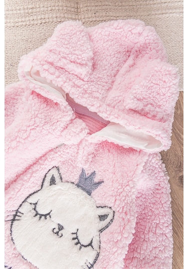 Babymod Kedi Figürlü Peluş Welsoft Kız/erkek Bebek Tulum Pembe