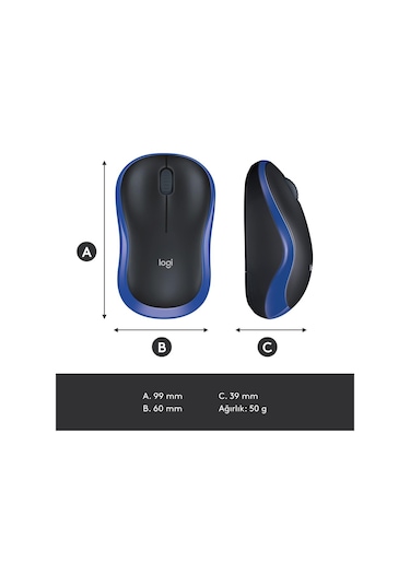 Logitech M185 Kablosuz Mouse Siyah - Mavi 910-002236