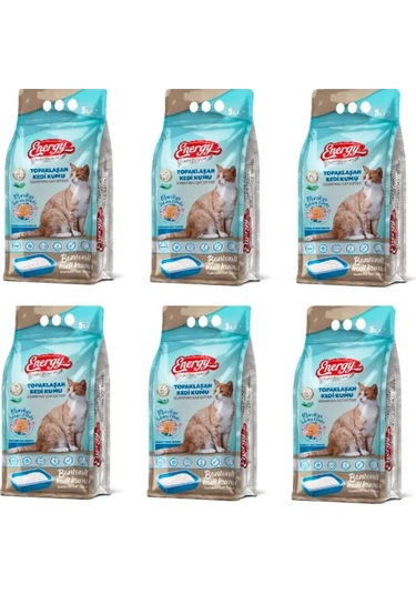 Energy Marsilya Sabunu Kokulu İnce Taneli Topaklaşan Bentonit Kedi Kumu 6 x 10 L