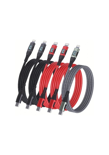 Brightnova Usb C Lightning Kablosu 5 Parça Siyah Siyah Kırmızı Kırmızı Yeşil 2m Hızlı Şarj İphone 14 13 12 Pro Max 11 X Xs Xr 8 Plus İpad Uyumlu