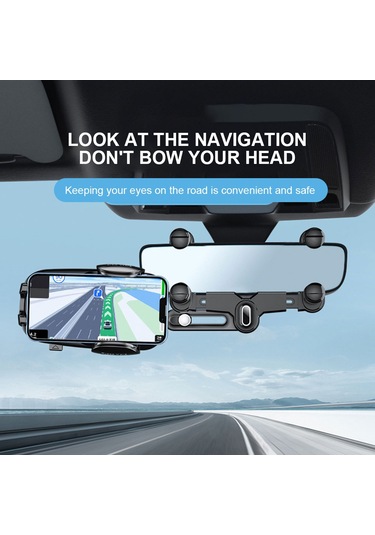 Çok Fonksiyonlu Araba Dikiz Aynası Cep Telefonu Montaj Evrensel Araç Geri Çekilebilir Telefon Klip Tutucu - Green