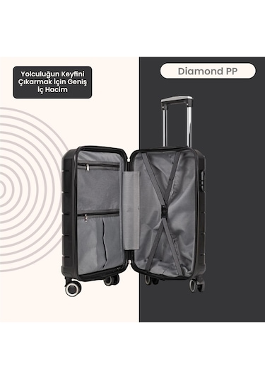 Npo Diamond Pp Polipropilen Orta Boy Kırılmaz Valiz - Siyah