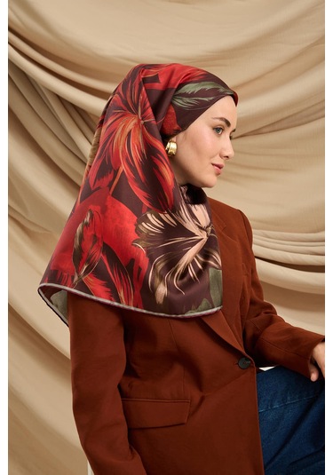 Silk Home Twill İpek Eşarp 11480-42 Mürdüm, Yeşil, Kırmızı, Pudra, Çağla