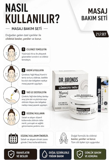 Dr. Bronos Çörekotu Yağlı Masaj Kremi 150 Ml + Softem Çörekotu Yağı 20 Ml