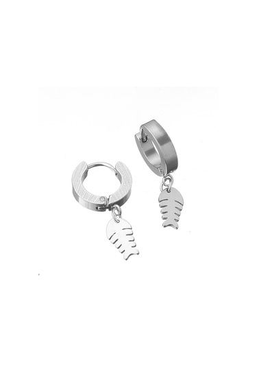 Sallantılı Balık Kılçığı Erkek Çelik Küpe Takı Aksesuar w p24 t5 Çelik