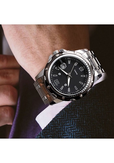 Xindoker Erkekler İçin Sulu Dayanıklı Klasik Kol Saati, Takvimli Büyük Dial, Ticari Kuvars Saat, Beyaz Dial Ve Çelik Kayışlı-2 Altın