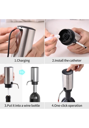 Honeybeeshop Kd-8 Elektrikli Sarap Sürahisi Dekantor Sarap Ve Zeytinyagi Dokme Uyumlu Otomatik Icecek Cesmesi