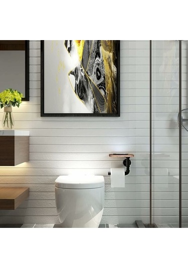 Novahub Raflı Tuvalet Kağıdı Tutucusu, Banyo İçin, Endüstriyel Tarz, Vintage, Rustik, Ev Dekorasyonu, 20x15x1.5cm, Ahşap, 865g Diğer
