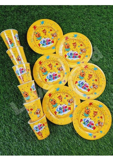 Love Land Parti İçin Tek Kullanımlık Üç Kedi 12 Kişilik Sofra Takımı 168019414 Diğer