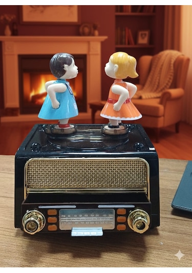 Öpüşen Sevgili Müzik Kutusu Radyo Görünümlü Sevgililer Günü Hediyesi -