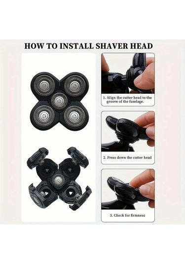 1pc Kafa Tıraş Makinesi Yedek Kafaları, Erkekler İçin 5 Kafa Bıçaksız Elektrikli Yedek Kafa