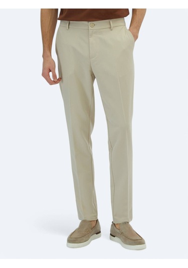 Ekru Dokuma Jogging Fit Casual Pantolon Ekru