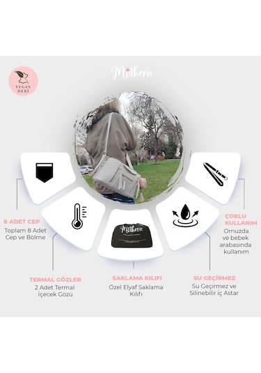 Motheric Bebek Arabası Organizer Çantası Gri