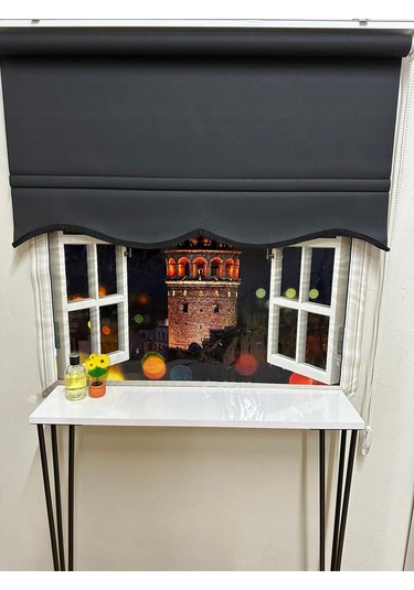 Mat Siyah Dilimli Stor Perde Siyah