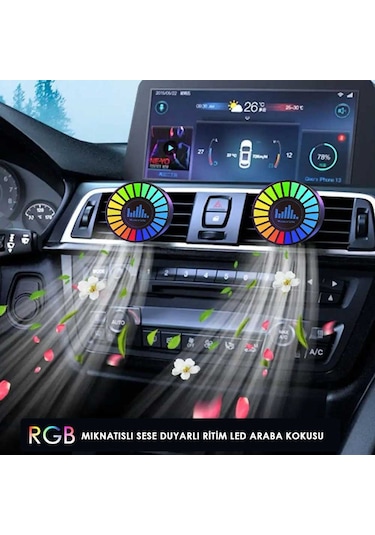 Rgb Sese Duyarlı Ritim Animasyonlu Müzik Ekolayzer 22 Ledli Şarjlı Kokulu Led Disk