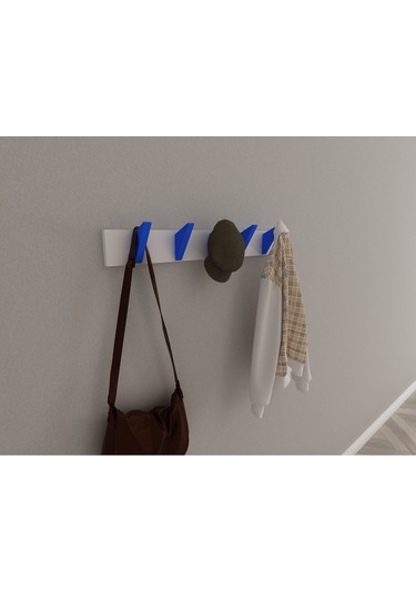 Hepsi3boyutlu Modern Duvar & Kapı Kanca Askılık - 5 Adet Mavi Kanca Askılık - Model No : 5 Mavi