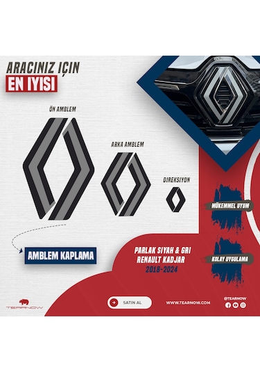 Renault Kadjar 2018-2024 Yeni Tasarım Amblem Kaplama Sticker
