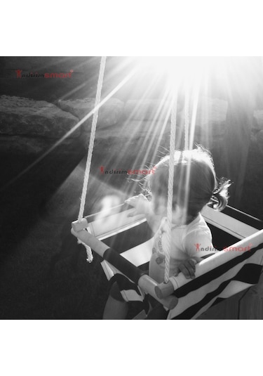 Bundera Ahşap Bebek Salıncak Çocuk Beşik Hamak Salıncağı Mavi Çizgili