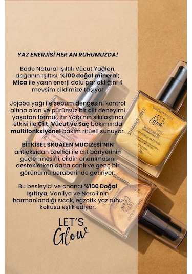 Bade Natural Rose Bitkisel Skualan İçerikli Çok Amaçlı Nemlendirici﻿﻿ Işıltılı Yağ 50 ML